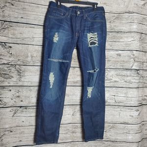 Junior's Bull Head Brakes Skinniest Destroyed Denim Jeans Size 32X30